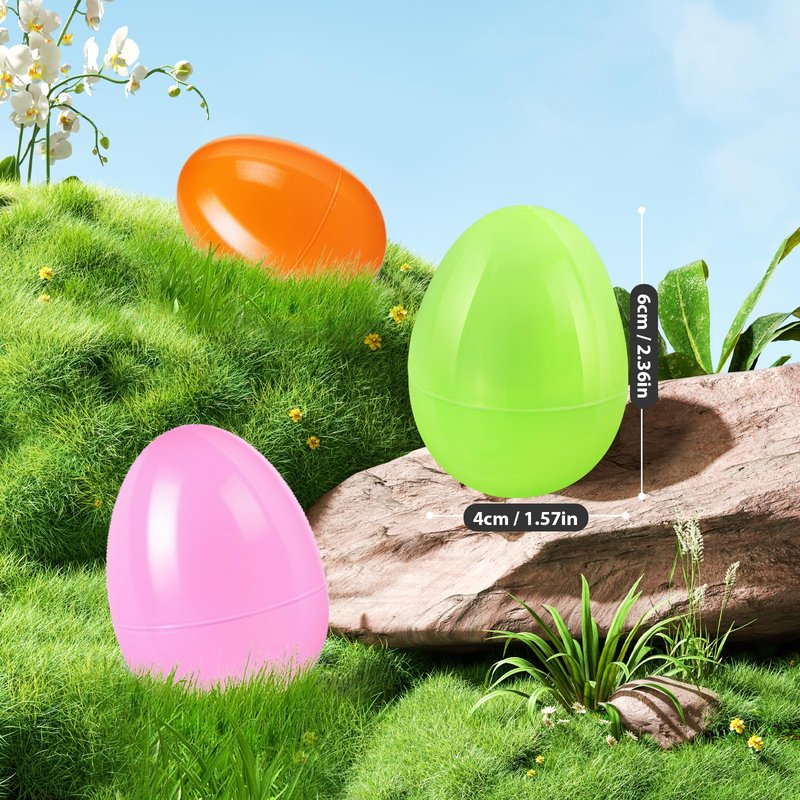 YZNlife 600Pcs Plastic Easter Eggs Bulk – 2.3" Fillable Empty Eggs for Easter Egg Hunt, Party Favors, Basket Stuffers, Classroom Prizes, & Treat Filling – Bright Multicolor ﻿ ﻿