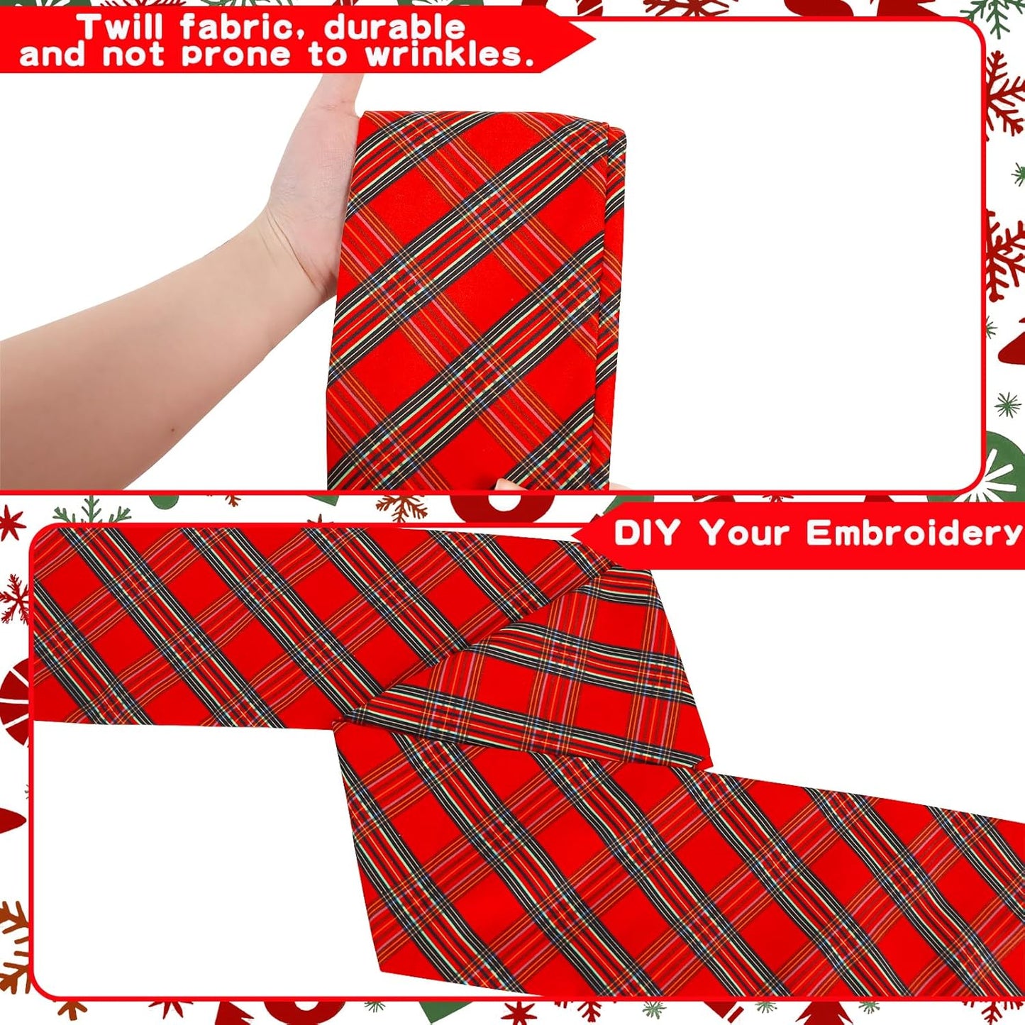 TONIFUL Wreath Sash - Red and Green Check Plaid | 4.5" x 56" Indoor/Outdoor Christmas Decor