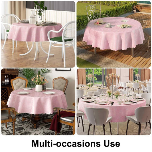 Smiry Round Table Cloth, Waterproof Heavy Duty Vinyl Tablecloths, Wipeable Washable Table Cover for Kitchen, Dining Room & Valentines(Pink, 60" Round)