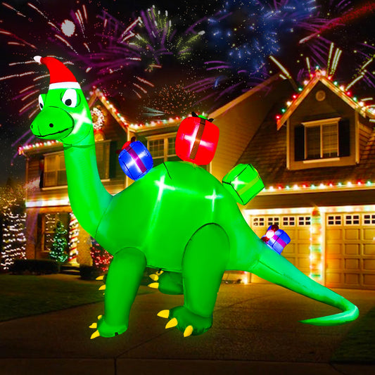 JOYEASE 10.8 FT Christmas Inflatables Dinosaur Decoration, LED Light Xmas Christmas Blow up Yard Decorations for Lawn Holiday Garden Christmas Outdoor Inflatables
