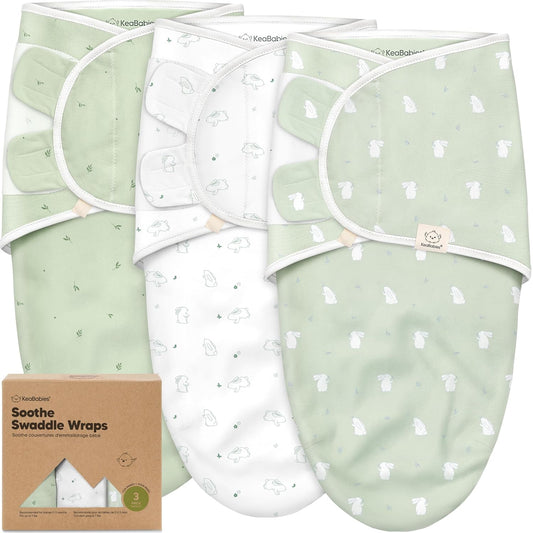 Organic Baby Swaddle Sleep Sacks by 3-Pack | Soft & Snug for Newborns 0-3 Months | Adorable Bunnies Design