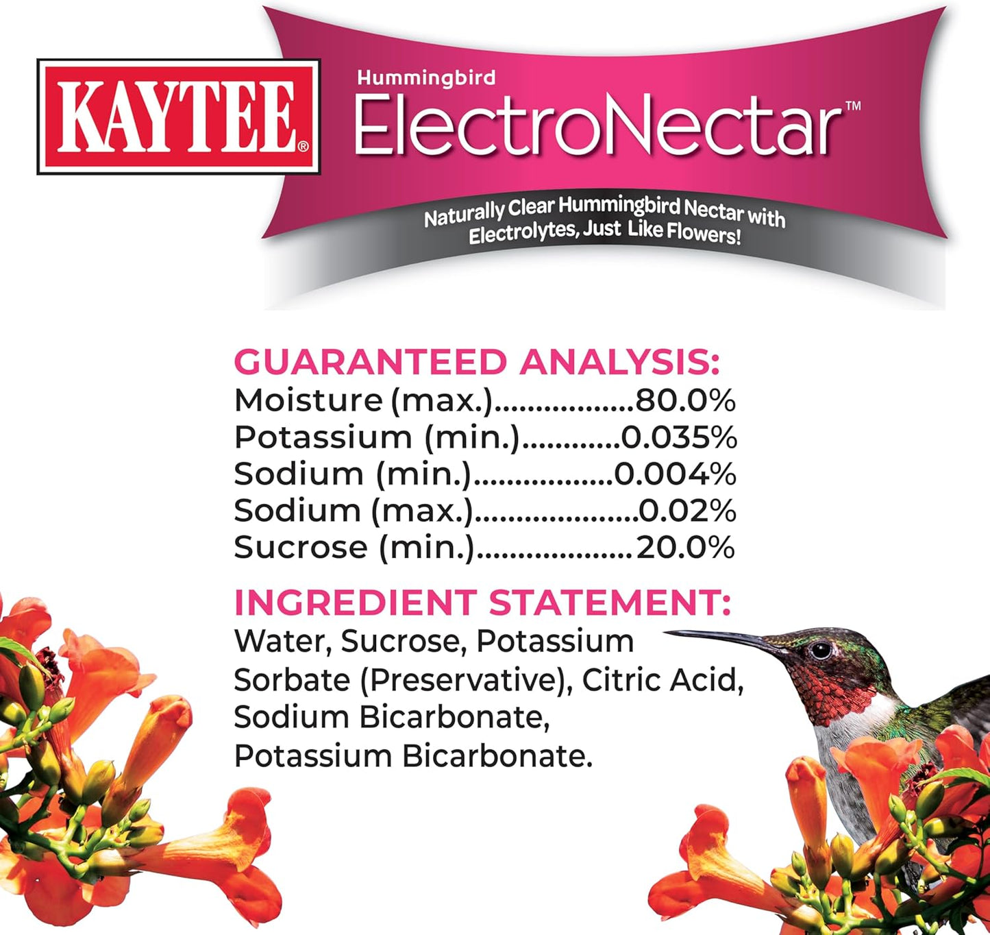 Kaytee Hummingbird ElectroNectar - Ready-to-Use Wild Bird Food, 64 Ounces of Nectar