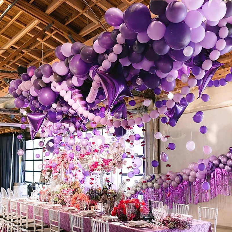 PartyWoo Lavender Balloons 120pcs Different Sizes Pack of 18 12 10 5 Inch Light Pastel Purple Lilac Balloon Arch Kit for Baby Shower Bachelorette Fairy Birthday Princess Party Decorations Purple-Q10