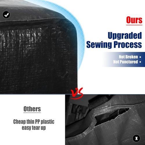 Cosy Family Extra Large Moving Bags - Heavy Duty Storage Totes with Backpack Straps & Strong Zippers | Set of 4, Black