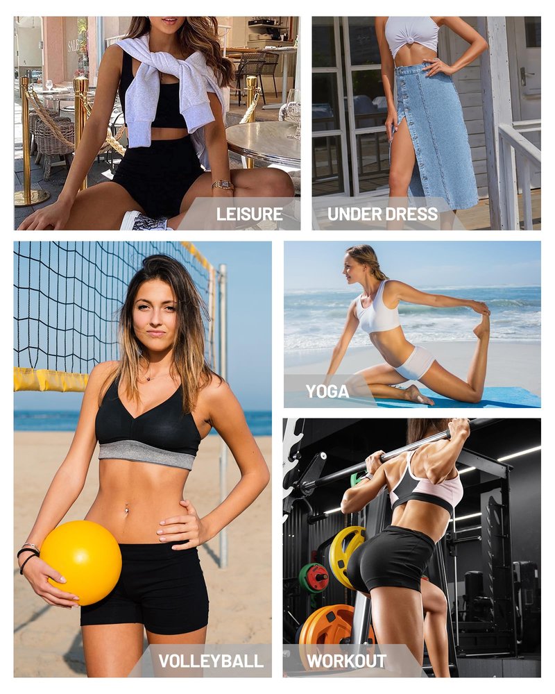 Runhit No Front Seam Biker Shorts for Women - 3'' High Waisted Workout Gym Yoga Volleyball Spandex Booty Shorts with Tummy Control Black Medium