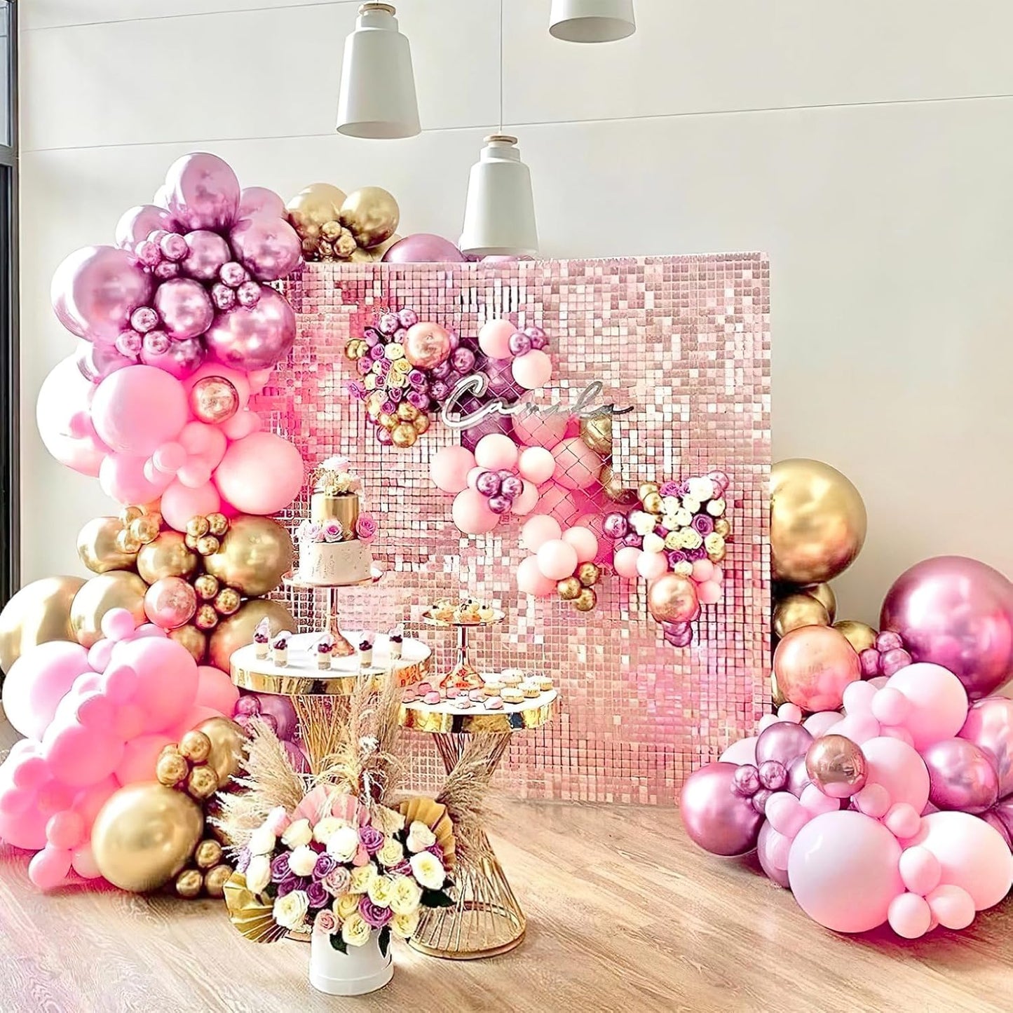 PartyWoo Metallic Pink Balloons - 100-Piece Pack in 5, 10, 12 Inch Sizes for Graduation, Weddings, and Birthday Celebrations