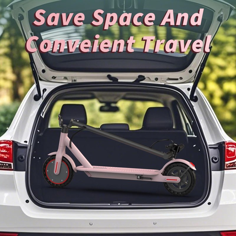 Roinside Electric Scooter - 8.5" Solid Tires, 350W Motor, Up to 19 MPH and 16 Miles Long-Range Commuting Foldable Scooter for Adults with Dual Braking System and Smart App, Pink