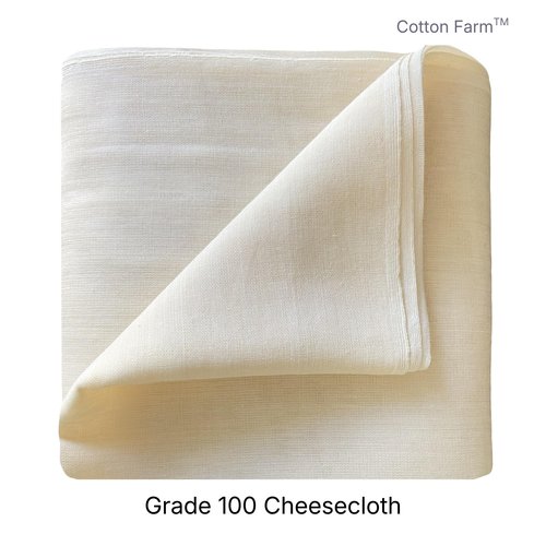 Cotton Farm Grade 100 XL Cheese Cloth for Straining & Cooking; 36x36 Inch; 100% Unbleached Cotton Cheesecloth; Reusable with Finished Edges, Butter Muslin