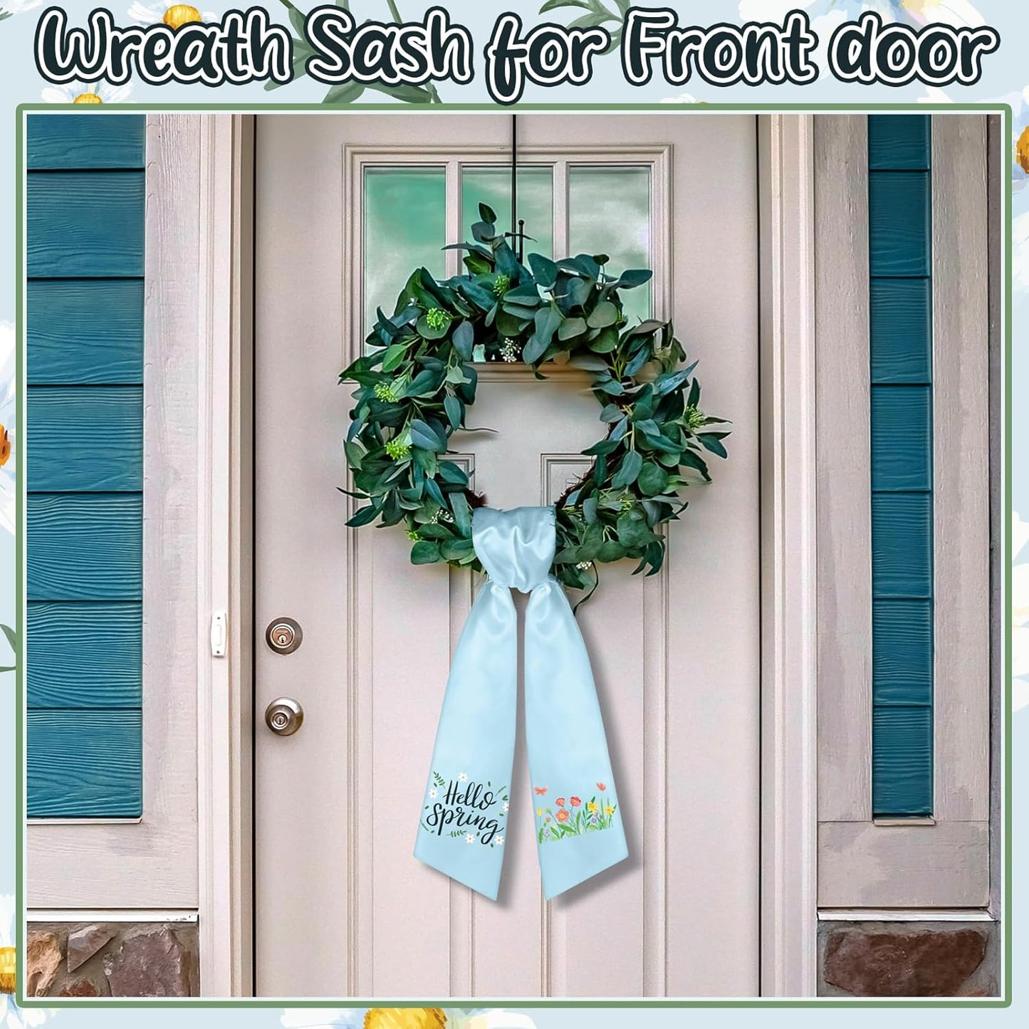 VitalCozy Spring Wreath Sash - Elegant Satin Ribbon for Monogrammed Decor | Indoor/Outdoor Use