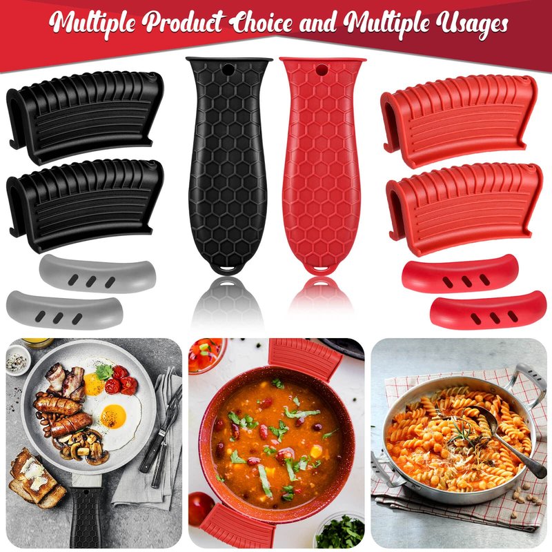 Cast Iron Handle Cover, 10 Packs Silicone Pot Holders, Cast Iron Handle Covers Heat Resistant, Non-Slip Pot Handle Covers, for Frying Cast Iron Skillet Metal Pan