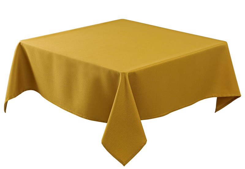 Biscaynebay Textured Fabric Christmas Square Table Cloth 90x90 Inches, Gold Water Resistant Tablecloths for Dining, Kitchen, Wedding and Parties etc. Machine Washable
