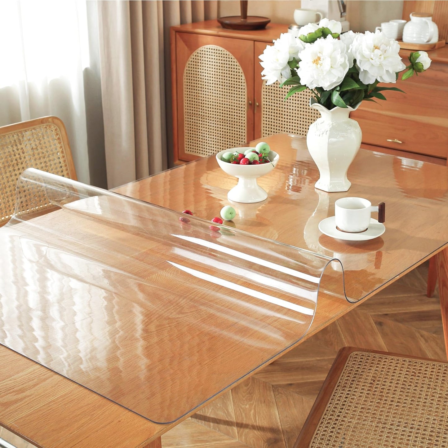 OstepDecor Clear Table Cover Protector 38 x 72 Inch, 1.5mm Thick Plastic Table Cover, Dining Table Protector Pad, Waterproof & Easy Cleaning PVC Desk Mat for Dresser, Coffee & Kitchen Wooden Tabletop