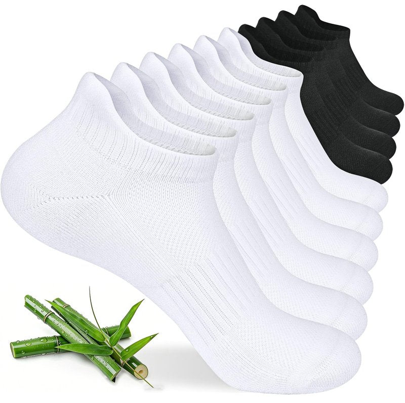 floconssy Ankle Socks for Women, Bamboo Viscose Cushioned Running Socks Low Cut Athletic Short Footies with Heel Tab 5 Pairs