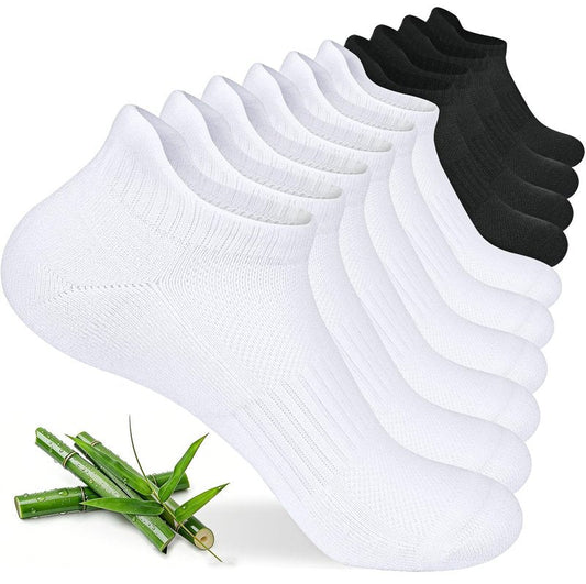 floconssy Ankle Socks for Women, Bamboo Viscose Cushioned Running Socks Low Cut Athletic Short Footies with Heel Tab 5 Pairs