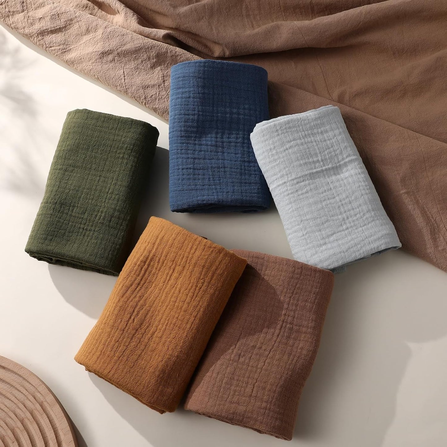 Skiennix Muslin Receiving Blankets - Breathable Neutral Swaddle Wraps for Newborns | 5 Pack in Elegant Colors