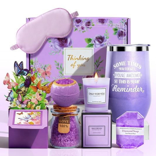Birthday Gift for Women Spa Gift Set - Unique Get Well Soon Gifts for Women, Relaxing Self Care Package for Her, Christmas Stocking Stuffers Gifts for Mom, Wife, Sister, Friend(Lavender)