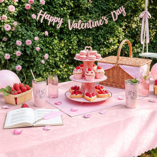 Smiry Rectangle Table Cloth, Waterproof Heavy Duty Vinyl Tablecloths, Wipeable Washable Table Cover for Kitchen, Dining Room & Valentines (Pink, 60" X 120")