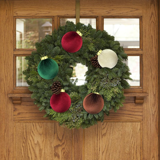 Velvet Balls Ornaments for Christmas Tree 15 PCS, 3.15 Inch Large Shatterproof Neutral Christmas Bulbs Ornaments Set-Decorative Hanging Baubles, Flocked Classic Decorations for Holiday(Multi-Color)