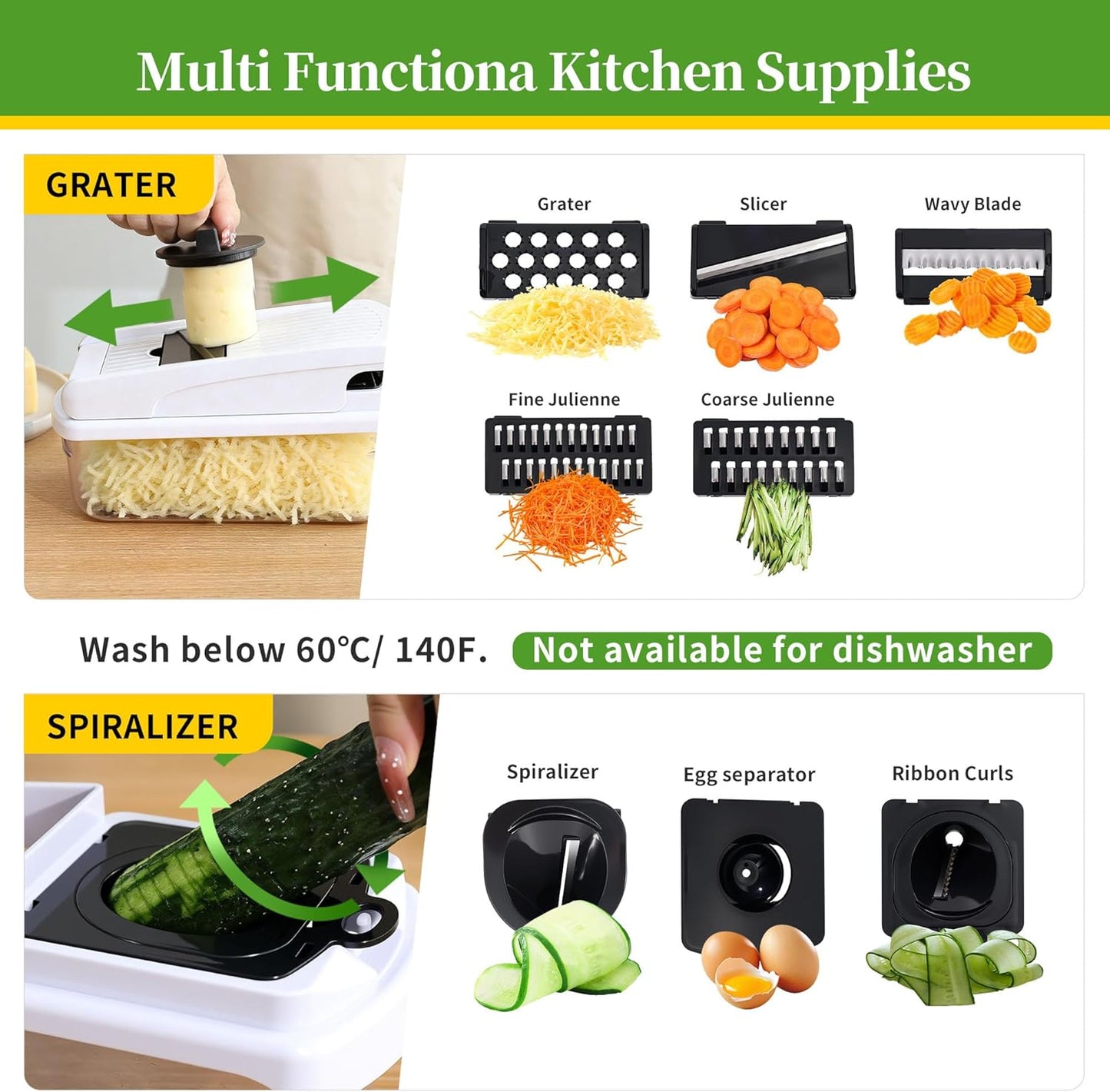 Skiennix 18-in-1 Vegetable Chopper - Versatile Mandoline Slicer with Container & Multiple Functions
