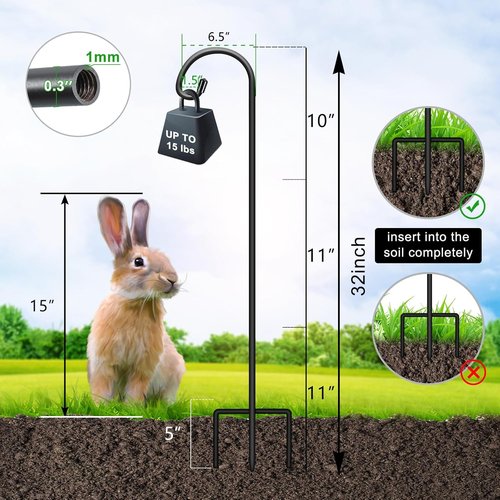 Feed Garden Adjustable 32-Inch Small Shepherd's Hooks - Perfect for Lanterns, Bird Feeders & Wedding Decor | 2 Pack