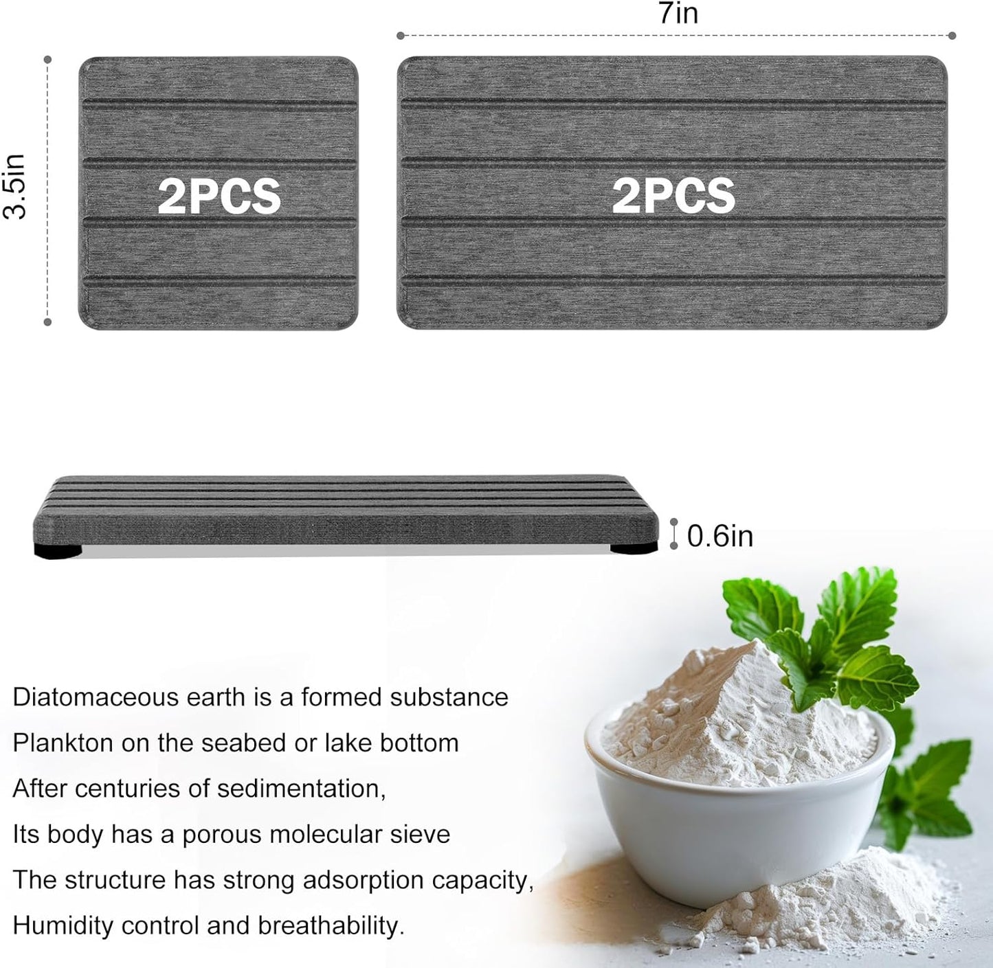 Skiennix Diatomite Soap Tray - Fast Drying Water Absorbing Coaster for Bathroom & Kitchen | 4PCS Set