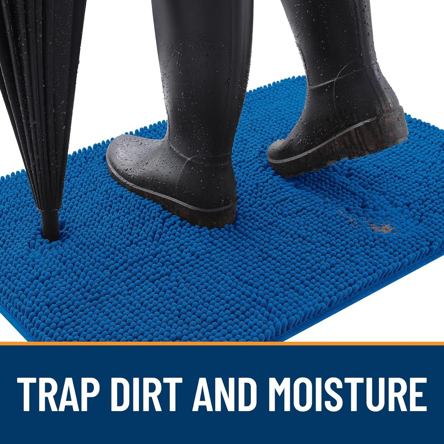 OLANLY Dog Door Mat - Absorbent Non-Slip Washable Doormat for Muddy Paws | 24x16 Deep Navy Blue