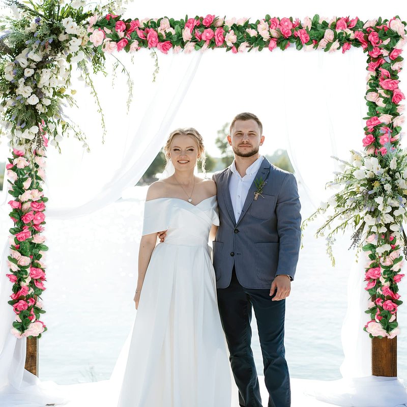 KHOYIME 9 Pack 72 FT Artificial Flower Garland, Fake Pink Roses Vines Silk Flowers Faux Plastic Outdoor Hanging Floral Ivy Garland Decorations for Wedding Arch Bedroom Home Wall Backdrop Room Decor