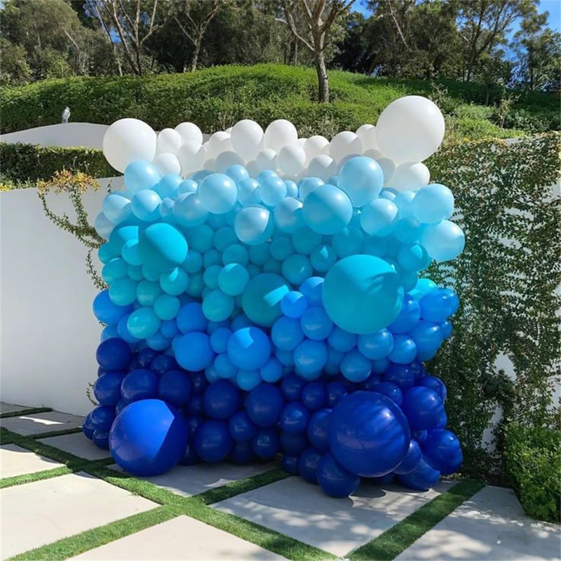 Blue Balloon Garland Arch Kit, 112 Pcs Pastel Baby Light Blue Royal Blue Slate Teal Blue Turquoise Metallic Green Under the Sea Balloon Arch Kit for Boys Ocean Birthday Baby Shower Party Decorations