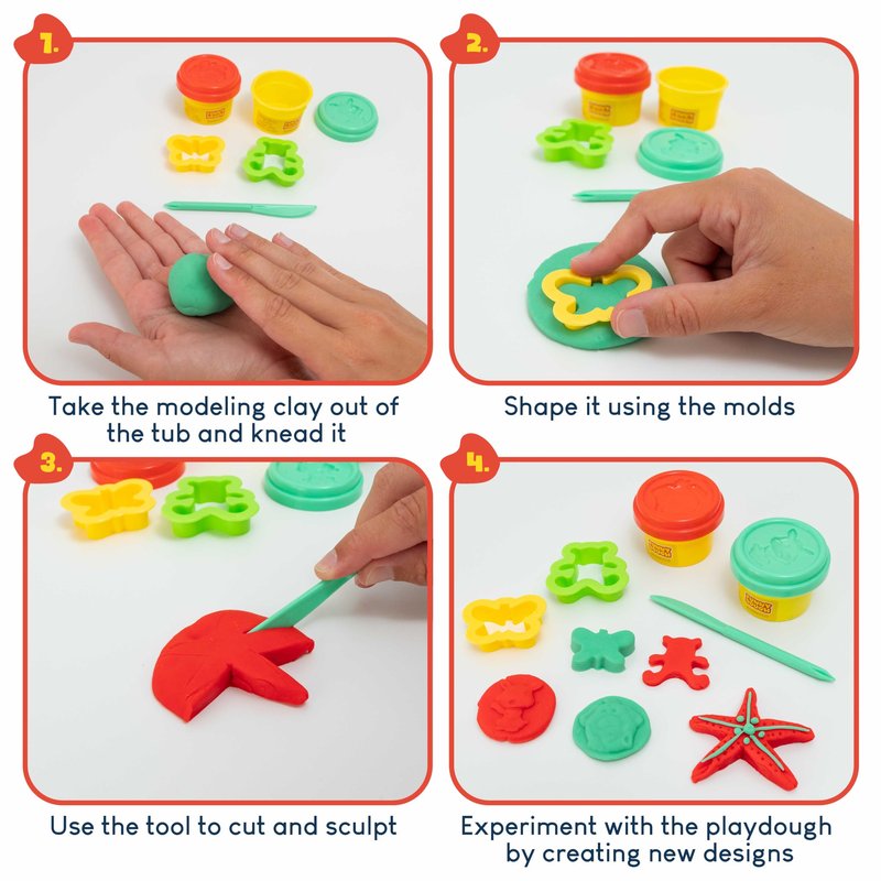 BONNYCO Play Dough Set with Molds and Goody Bags, Pack 16 Party Favors for Kids Age 3-9. Bulk Gifts, Kids Toys, Mini Birthday Games, Stocking Stuffers, Arts and Crafts Kit for Classroom
