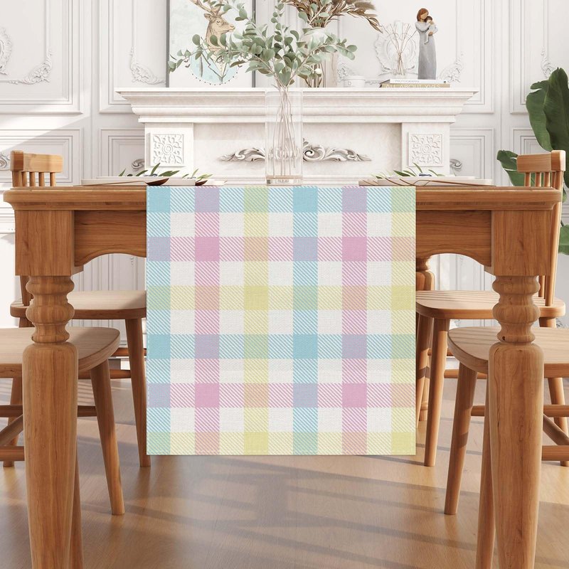 Buffalo Check Plaid Spring Table Runner Farmhouse Spring Summer Easter Home Kitchen Dining Room Table Decorations 13x72 Inch