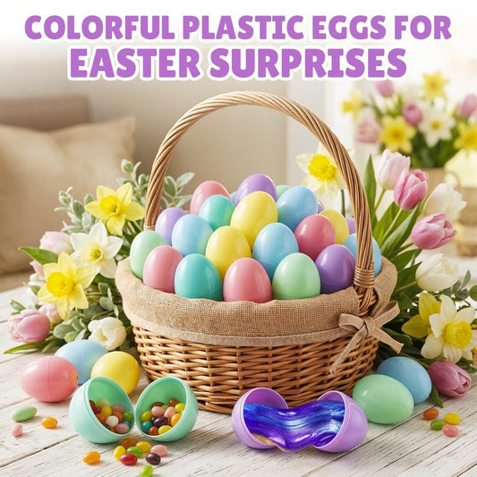 Yumzo 50 Pack (100 pcs) Plastic Easter Eggs Bulk, 2.3x1.5 Inch Fillable Empty Shells in Pastel Assorted Colors - Secure Snap Closure Toys for Spring egg hunt, Basket Stuffers & Party Favors