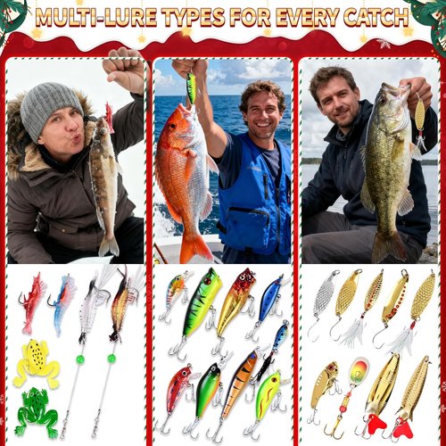 Fishing Advent Calendar 2025 - 24 Days of Fishing Lures | Perfect Xmas Gift for Dad, Men & Teens