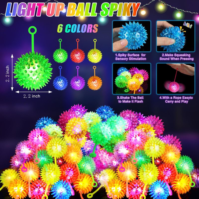 SHQDD 12 PCS Light up Ball, Bouncy Balls for Kids, Balls for Toddlers 1-3, 2.2inch Sensory Stress Ball, Flashing Squeaky for 4th of July Party Favors, Classroom Prizes, Prizes for Kids, Student Gifts
