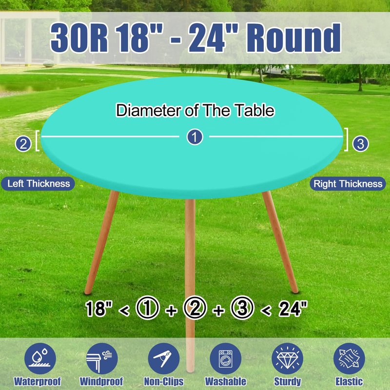 Moosfor Round Spandex Christmas Tablecloth, Elastic Fitted Waterproof Tablecloths for 45"-56" Tables, Stretch Washable Picnic Table Cover for Christmas Dinner, Dot Snowflake