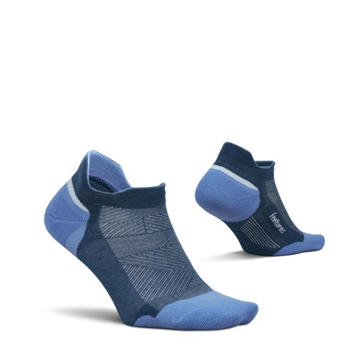 Feetures Elite Max Cushion No Show Tab - Running Socks for Men & Women, Athletic Compression Socks, Moisture Wicking - Blue, Large (1 Pair)