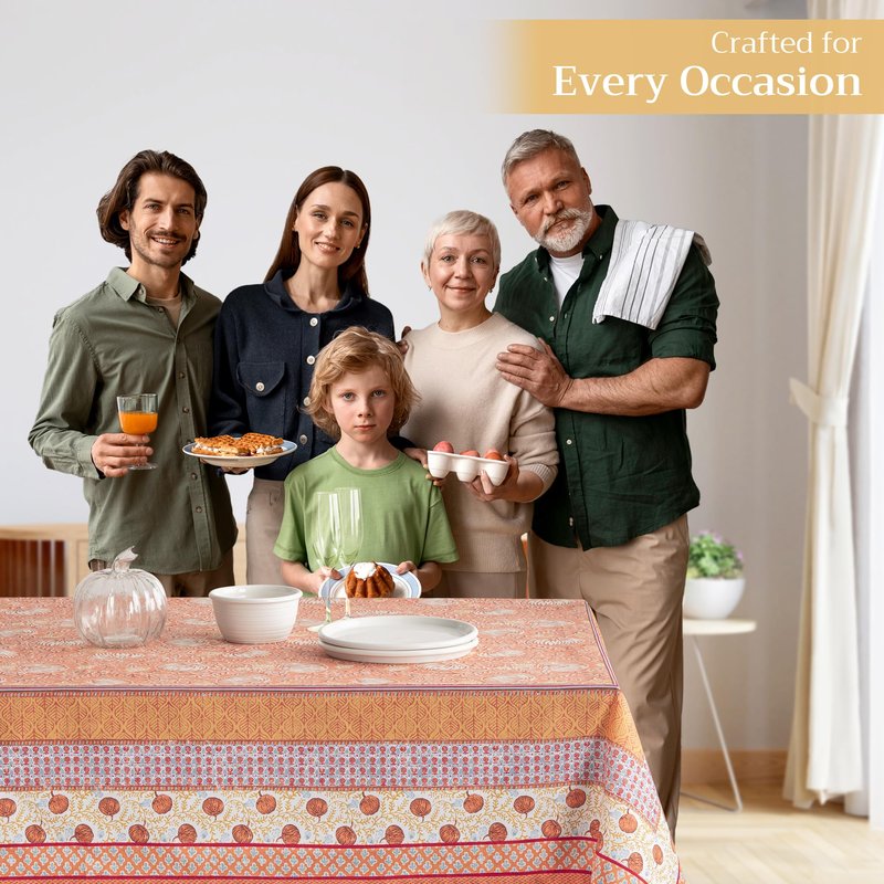 Maison d' Hermine Table Cloth Rectangle Table 100% Cotton 70 x 120 Inches Fall Tablecloth Reusable Everyday Use for Thanksgiving Christmas Decorations Dining Farmhouse Party (Harvest Festival)