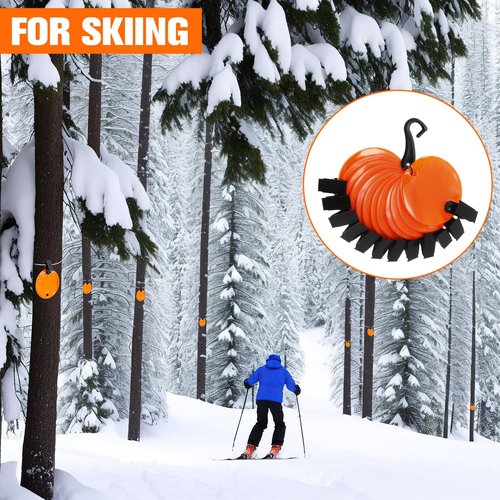 Konohan 48 Pcs Trail Markers with Clips Round Reflective Tacks for Hunting Reflective Tree Tacks Trail Marking Ribbon with Clips Orange High-Visibility Tree Trail Markers for Outdoor Hiking