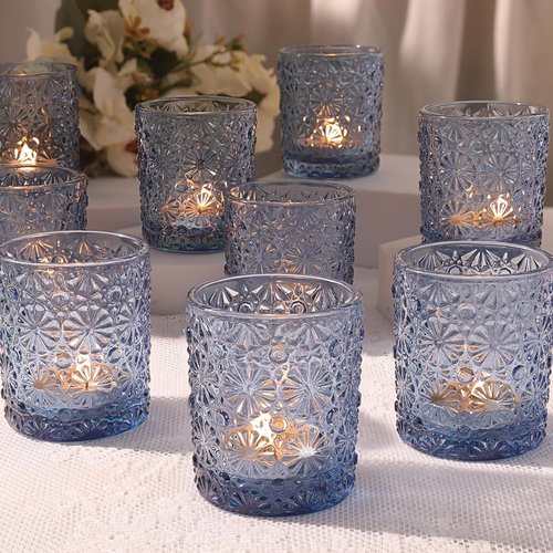 Blue Votive Candle Holders by [Brand Name] - Set of 12 for Weddings, Parties & Home Decor