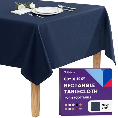 Gee Di Moda Rectangle Tablecloth - 60 x 126 Inch Navy Blue Table Cloth for 8 Foot Rectangle Tables - Heavy Duty Washable Fabric - for Holiday Party, Dinner, Weddings, Baby Shower & Events