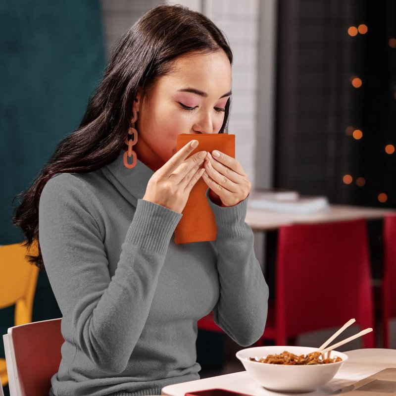 Utopia Kitchen Orange Cloth Napkins [12 Pack, 18x18 Inch] Absorbent Cotton Blend Washable and Reusable for Halloween, Thanksgiving, Dinner, Restaurant, Lunch, Wedding and Hotel