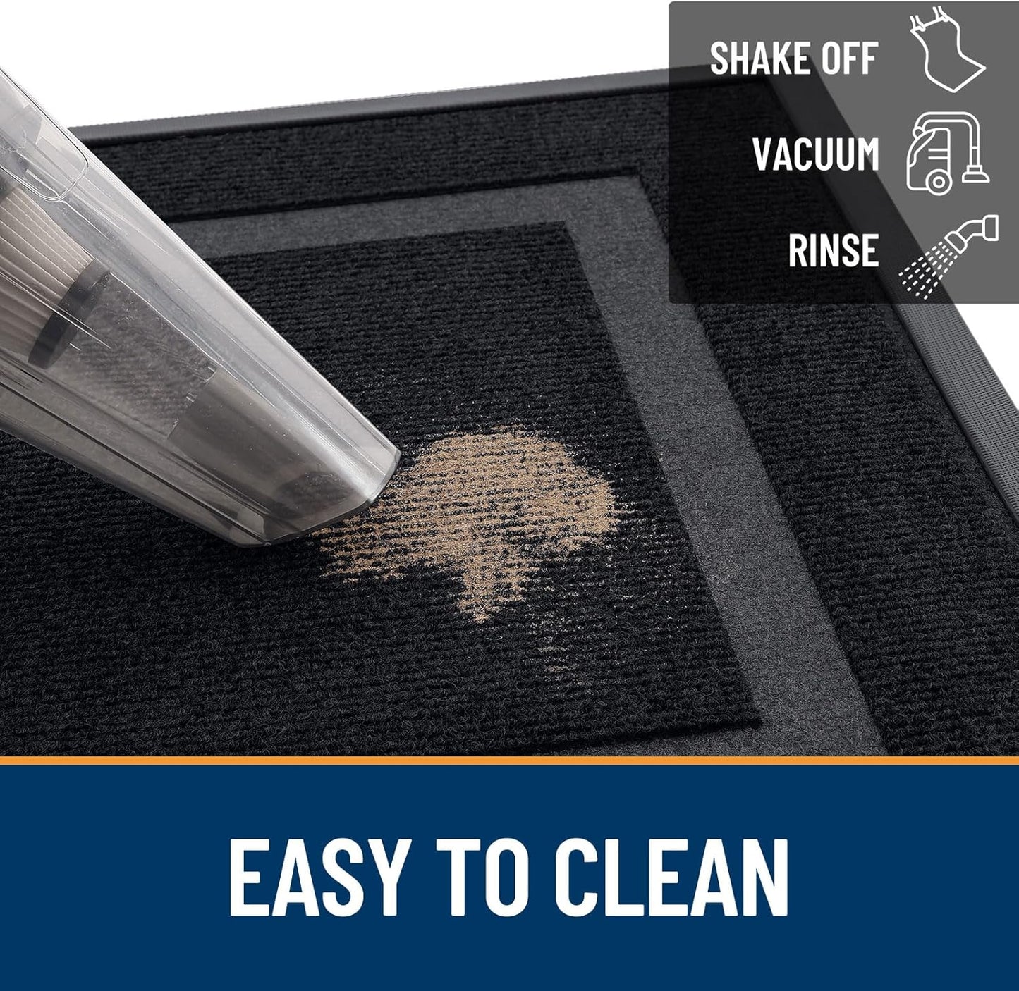 OLANLY Waterproof Front Door Mat - All-Season, Fade Resistant, Easy Clean | 36x24 Black Natural Rubber