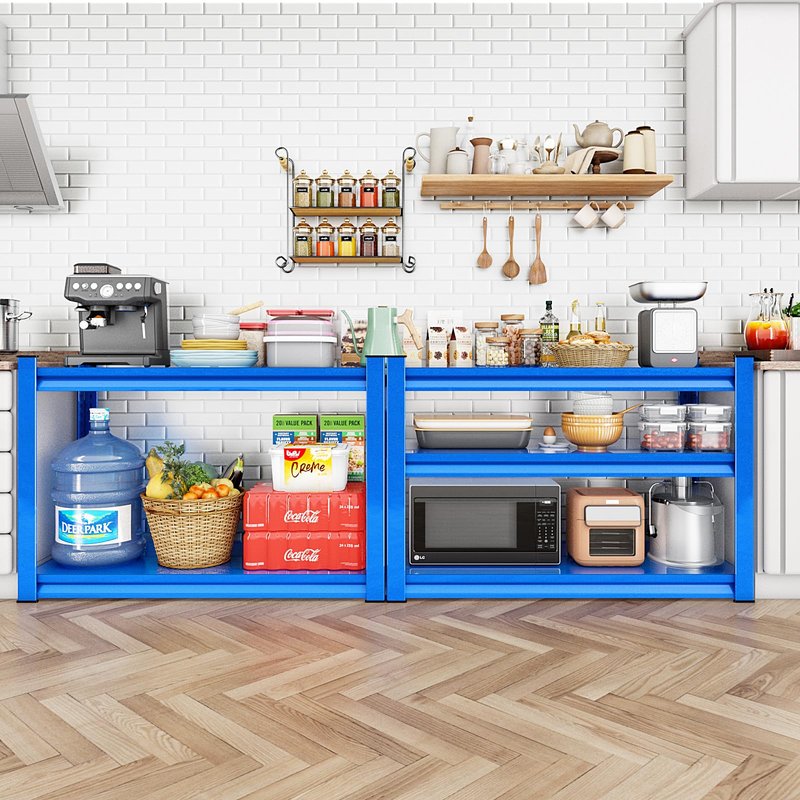 Rufokisa Garage Shelving Heavy Duty，Large Loads Adjustable Garage Storage Shelves, Metal Storage Racks and Shelving Units, Utility Rack Shelves,48”W x 18”D x 39”H,Blue
