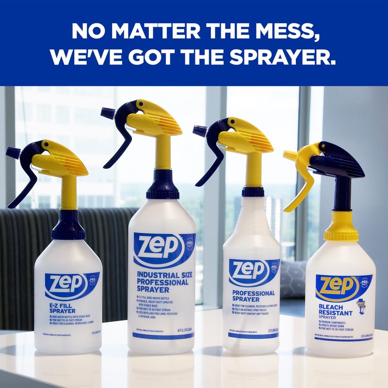 Zep New Bleach Resistant Professional Sprayer 2.0 Bottle 32 Ounces - 30 Foot Spray, Adjustable Nozzle