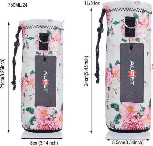 Insulated Neoprene Water Bottle Carrier with Adjustable Strap - Fits 750ML & 1000ML Bottles