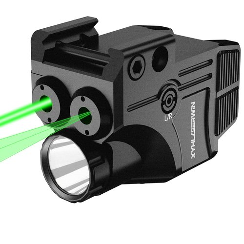 600/200 Lumens Adjustable Tactical Flashlight with Green Dot/Green Circle Laser Sight Combo, Pistol Laser Light with Strobe/Constant Light Modes,USBC Rechargeable,Fits Standard Picatinny & Glock Rails