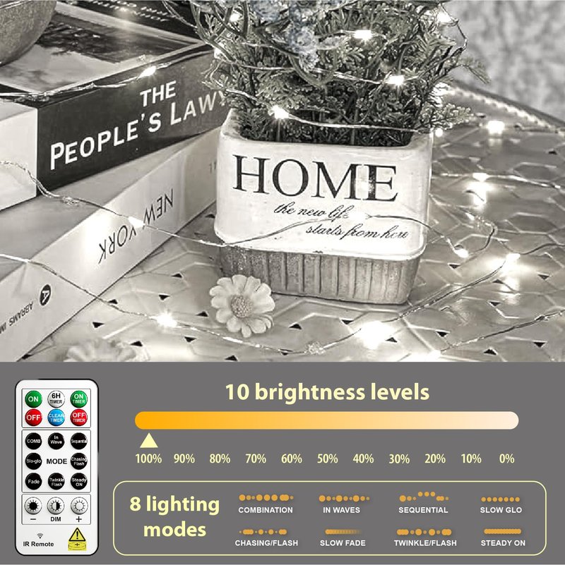 HXWEIYE 6 Pack Rechargeable Fairy Lights Battery Operated with Remote & DIY Timer, 7ft 20LED Mini Twinkle String Light for Mason Jar DIY Wedding Table Centerpieces Party Bedroom Christmas (White)