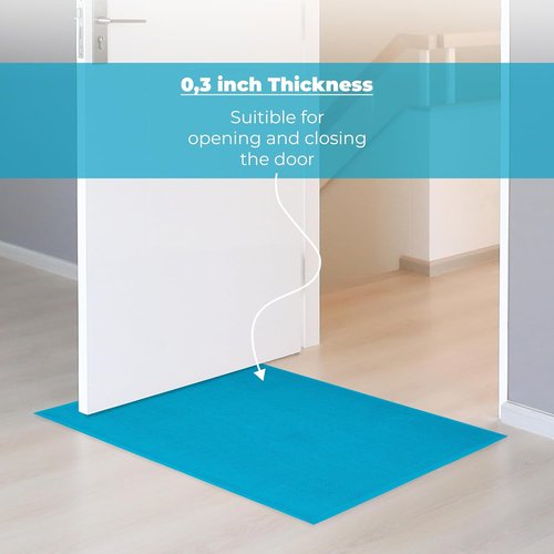 Cotton Paradise 100% Cotton Bath Mat - Soft, Absorbent, Non-Slip | Quick Dry, 17x24 Inch, Aqua Blue