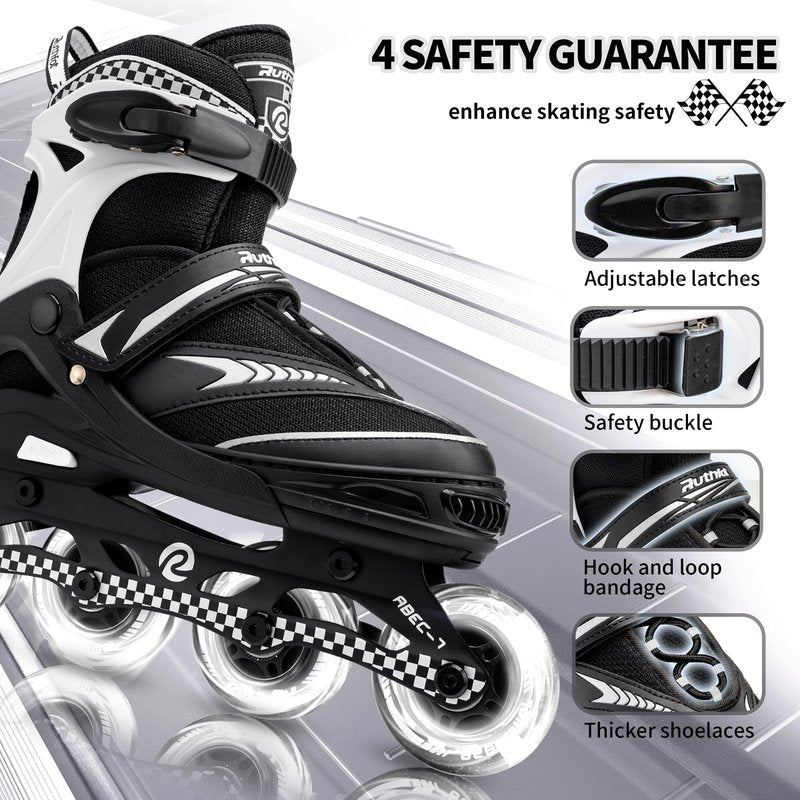 Ruthfot Adjustable Inline Skates for Boys and Girls with Full Light Up Wheels, Outdoor Rollerskates for Kids and Women