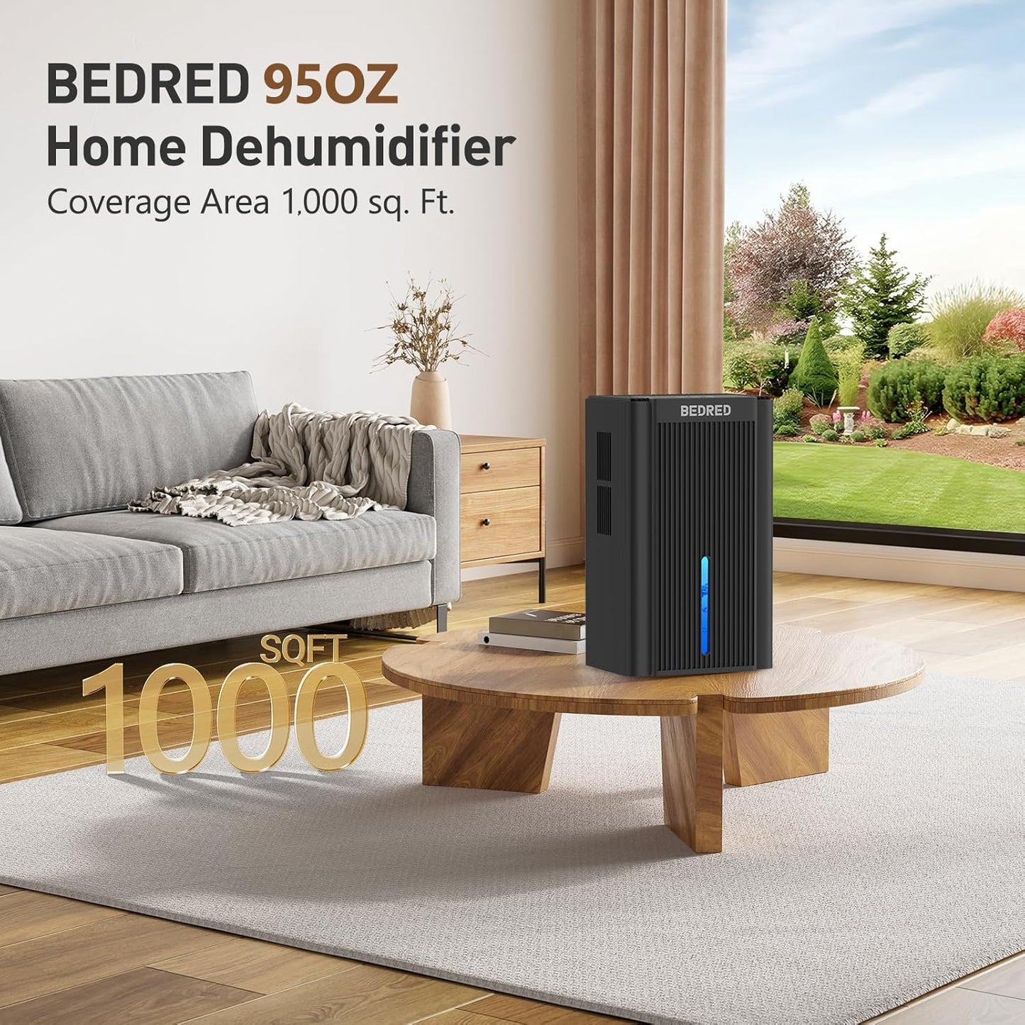 Skiennix Dehumidifier - 95OZ Capacity for 1000 Sq.Ft | Quiet Operation with Auto Shut Off & 7 Color Ambient Light (Black)