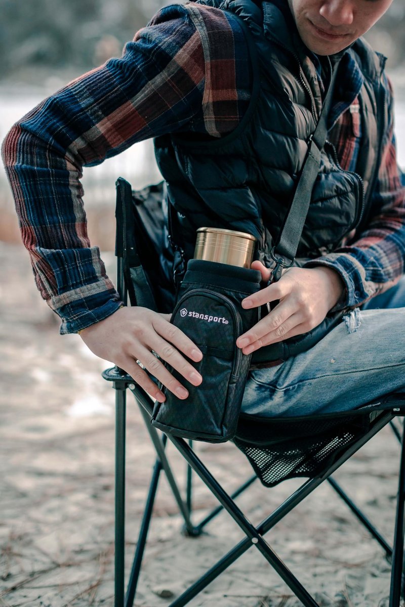 Stansport Insulated Bottle Carrier with Strap (1008-20) - Perfect for Tumblers and Water Bottles 32oz and 40 oz - Black